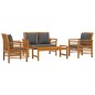 vidaXL 4-tlg. Garten-Lounge-Set mit Kissen Massivholz Akazie