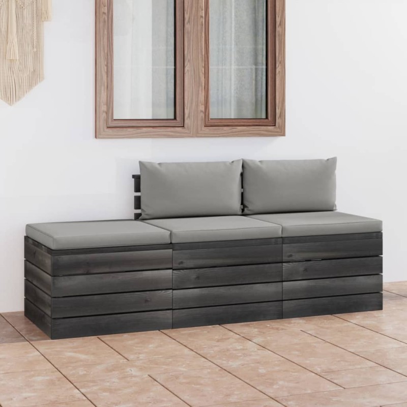 vidaXL 3-tlg. Garten-Sofagarnitur aus Paletten mit Kissen Kiefernholz vidaXL 3-tlg. Garten-Sofagarnitur aus Paletten mit Kissen Kiefernholz