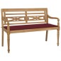 vidaXL Batavia-Gartenbank mit Weinrotem Kissen 120 cm Teak Massivholz vidaXL Batavia-Gartenbank mit Weinrotem Kissen 120 cm Teak Massivholz