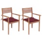 vidaXL Gartenstühle 2 Stk. mit Weinroten Kissen Massivholz Teak vidaXL Gartenstühle 2 Stk. mit Weinroten Kissen Massivholz Teak