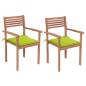 vidaXL Gartenstühle 2 Stk. mit Hellgrünen Kissen Massivholz Teak vidaXL Gartenstühle 2 Stk. mit Hellgrünen Kissen Massivholz Teak