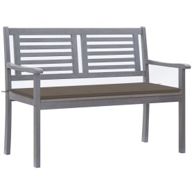 vidaXL 2-Sitzer-Gartenbank mit Auflage 120 cm Grau Eukalyptusholz