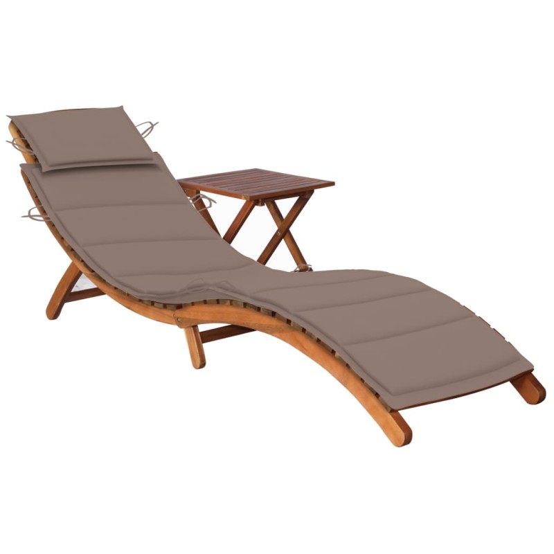 vidaXL Sonnenliege mit Tisch und Auflage Massivholz Akazie vidaXL Sonnenliege mit Tisch und Auflage Massivholz Akazie