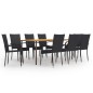 9-tlg. Garten-Essgruppe Poly Rattan Schwarz 9-tlg. Garten-Essgruppe Poly Rattan Schwarz