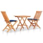 vidaXL 3-tlg. Bistroset mit Königsblauen Kissen Massivholz Teak vidaXL 3-tlg. Bistroset mit Königsblauen Kissen Massivholz Teak