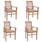 vidaXL Essstühle 4 Stk. mit Beige Kissen Massivholz Teak vidaXL Essstühle 4 Stk. mit Beige Kissen Massivholz Teak