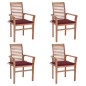 vidaXL Essstühle 4 Stk. mit Weinroten Kissen Massivholz Teak vidaXL Essstühle 4 Stk. mit Weinroten Kissen Massivholz Teak