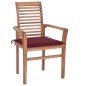 vidaXL Essstühle 4 Stk. mit Weinroten Kissen Massivholz Teak vidaXL Essstühle 4 Stk. mit Weinroten Kissen Massivholz Teak