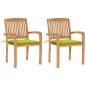 vidaXL Gartenstühle 2 Stk. mit Hellgrünen Kissen Massivholz Teak vidaXL Gartenstühle 2 Stk. mit Hellgrünen Kissen Massivholz Teak