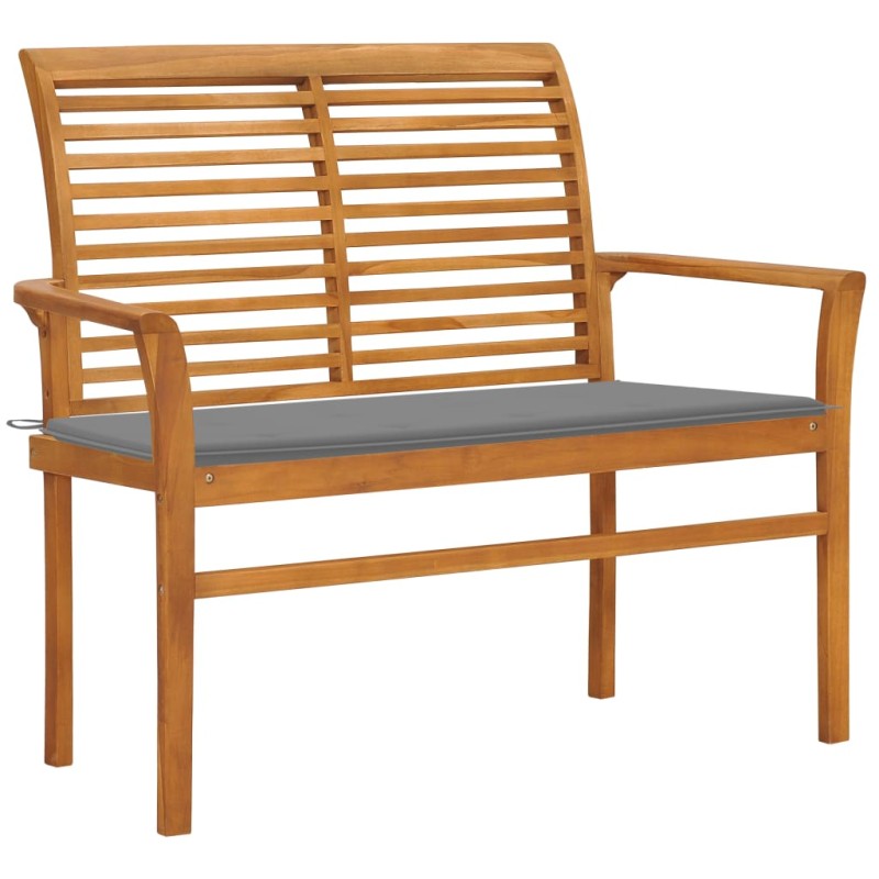 vidaXL Gartenbank mit Grauer Auflage 112 cm Massivholz Teak vidaXL Gartenbank mit Grauer Auflage 112 cm Massivholz Teak