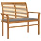 vidaXL Gartenbank mit Grauer Auflage 112 cm Massivholz Teak vidaXL Gartenbank mit Grauer Auflage 112 cm Massivholz Teak