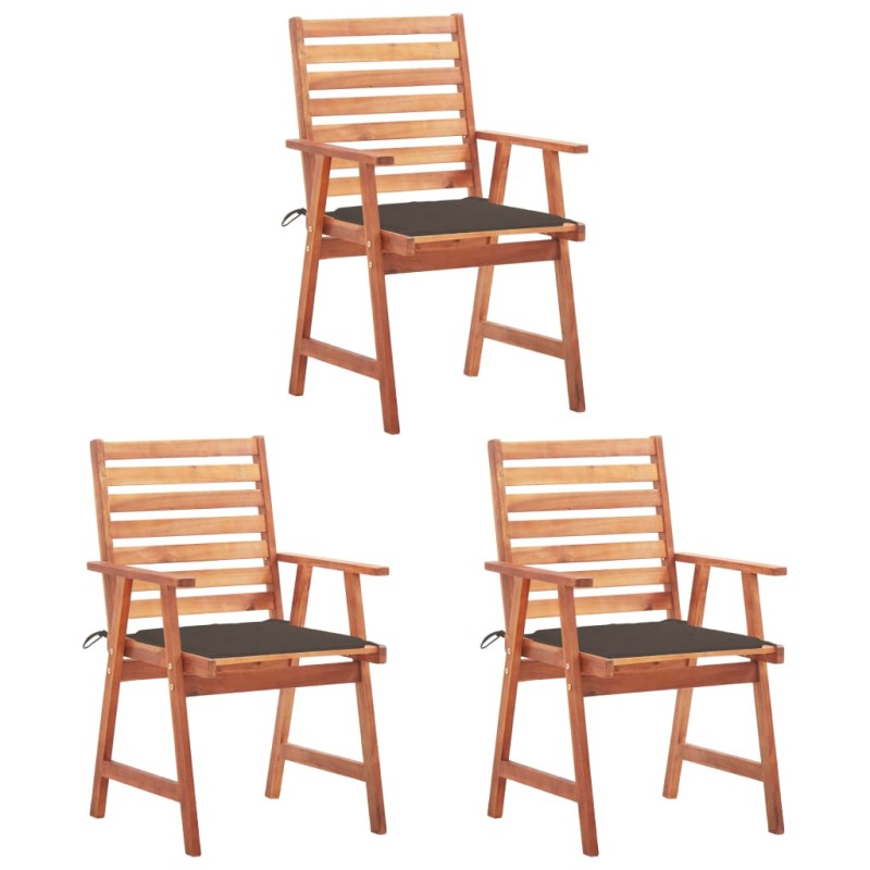 vidaXL Garten-Essstühle 3 Stk. mit Kissen Massivholz Akazie vidaXL Garten-Essstühle 3 Stk. mit Kissen Massivholz Akazie