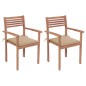 vidaXL Gartenstühle 2 Stk. mit Beige Kissen Massivholz Teak vidaXL Gartenstühle 2 Stk. mit Beige Kissen Massivholz Teak