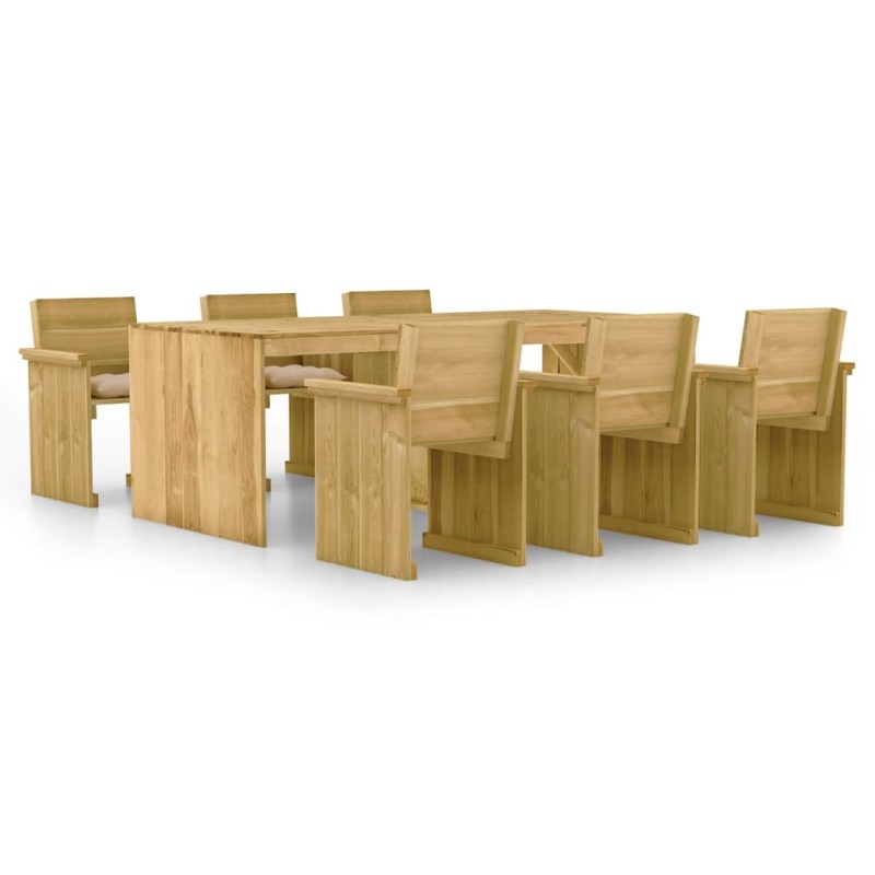 vidaXL 7-tlg. Garten-Essgruppe mit Kissen Imprägniertes Kiefernholz vidaXL 7-tlg. Garten-Essgruppe mit Kissen Imprägniertes Kiefernholz
