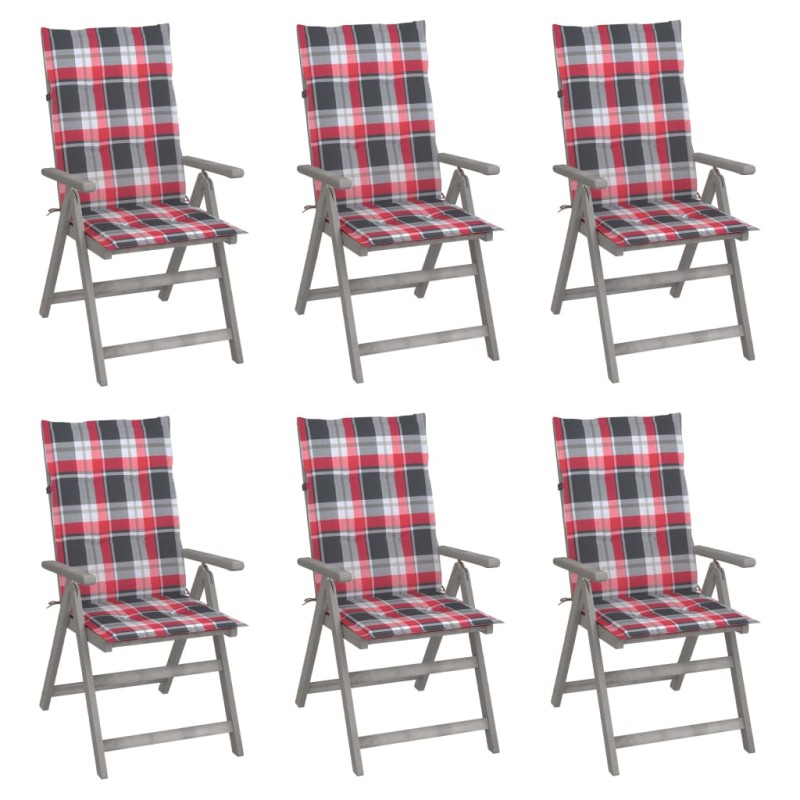 vidaXL Hochlehner Verstellbar 6 Stk. mit Auflagen Massivholz Akazie vidaXL Hochlehner Verstellbar 6 Stk. mit Auflagen Massivholz Akazie
