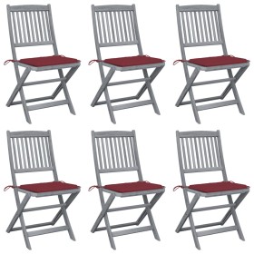 vidaXL Klappbare Gartenstühle 6 Stk. mit Sitzkissen Massivholz Akazie