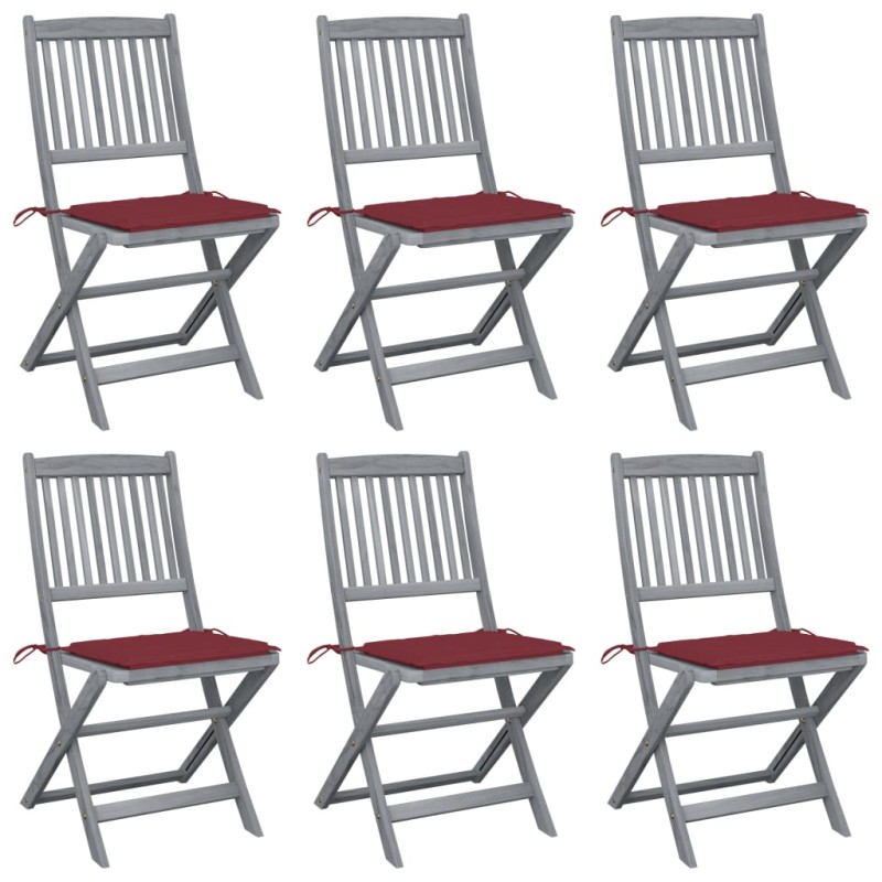 vidaXL Klappbare Gartenstühle 6 Stk. mit Sitzkissen Massivholz Akazie