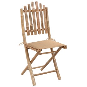 vidaXL Klappbare Gartenstühle 2 Stk. mit Kissen Bambus