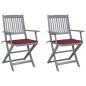 vidaXL Klappbare Gartenstühle 2 Stk. mit Sitzkissen Massivholz Akazie vidaXL Klappbare Gartenstühle 2 Stk. mit Sitzkissen Massivholz Akazie