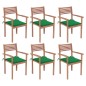 Stapelbare Gartenstühle mit Kissen 6 Stk. Massivholz Teak Stapelbare Gartenstühle mit Kissen 6 Stk. Massivholz Teak