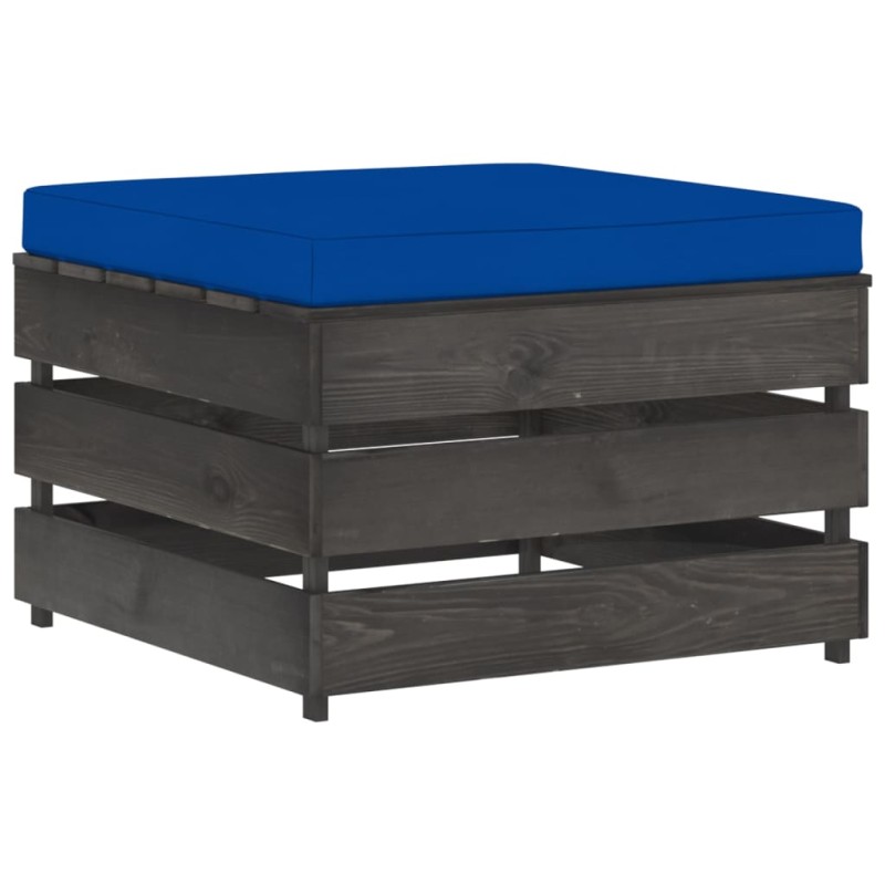 vidaXL Modulare Ottomane mit Kissen Grau Imprägniertes Holz vidaXL Modulare Ottomane mit Kissen Grau Imprägniertes Holz