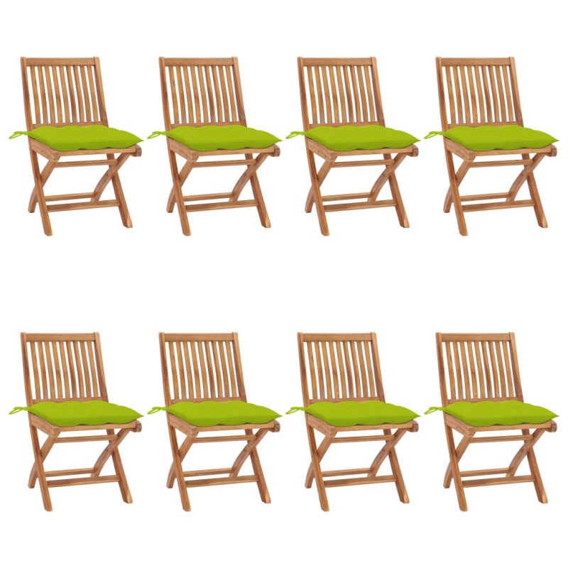vidaXL Klappbare Gartenstühle mit Kissen 8 Stk. Massivholz Teak vidaXL Klappbare Gartenstühle mit Kissen 8 Stk. Massivholz Teak