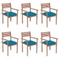 Stapelbare Gartenstühle mit Kissen 6 Stk. Massivholz Teak Stapelbare Gartenstühle mit Kissen 6 Stk. Massivholz Teak
