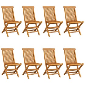 vidaXL Gartenstühle mit Beigen Kissen 8 Stk. Massivholz Teak