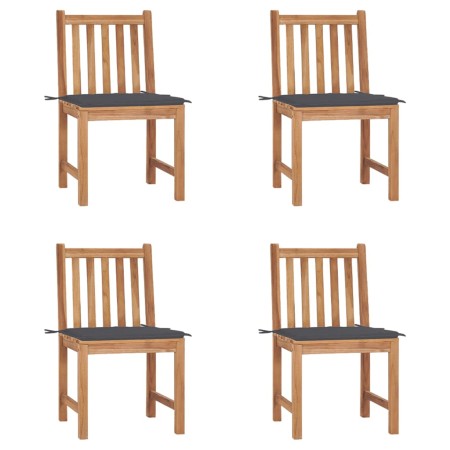 vidaXL Gartenstühle 4 Stk. mit Kissen Massivholz Teak 