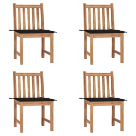 vidaXL Gartenstühle 4 Stk. mit Kissen Massivholz Teak 