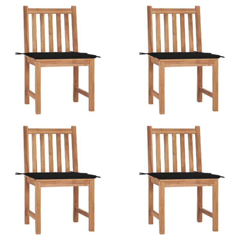 vidaXL Gartenstühle 4 Stk. mit Kissen Massivholz Teak vidaXL Gartenstühle 4 Stk. mit Kissen Massivholz Teak