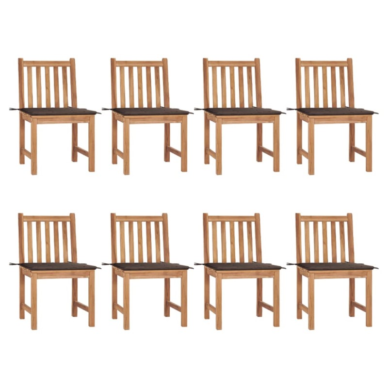 vidaXL Gartenstühle 8 Stk. mit Kissen Massivholz Teak vidaXL Gartenstühle 8 Stk. mit Kissen Massivholz Teak