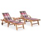 vidaXL Sonnenliegen 2 Stk. mit Tisch und Auflagen Massivholz Teak vidaXL Sonnenliegen 2 Stk. mit Tisch und Auflagen Massivholz Teak