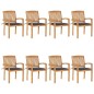 vidaXL Stapelbare Gartenstühle mit Kissen 8 Stk. Massivholz Teak vidaXL Stapelbare Gartenstühle mit Kissen 8 Stk. Massivholz Teak