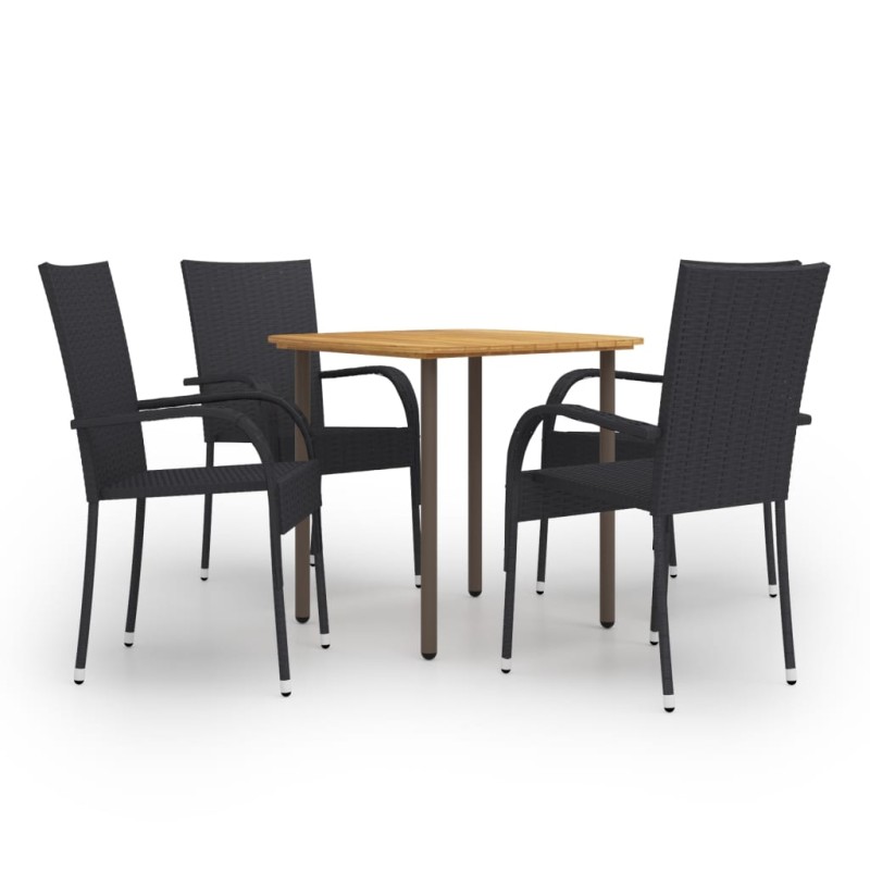 5-tlg. Garten-Essgruppe Poly Rattan Schwarz 5-tlg. Garten-Essgruppe Poly Rattan Schwarz