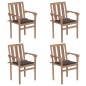 vidaXL Stapelbare Gartenstühle mit Kissen 4 Stk. Massivholz Teak vidaXL Stapelbare Gartenstühle mit Kissen 4 Stk. Massivholz Teak