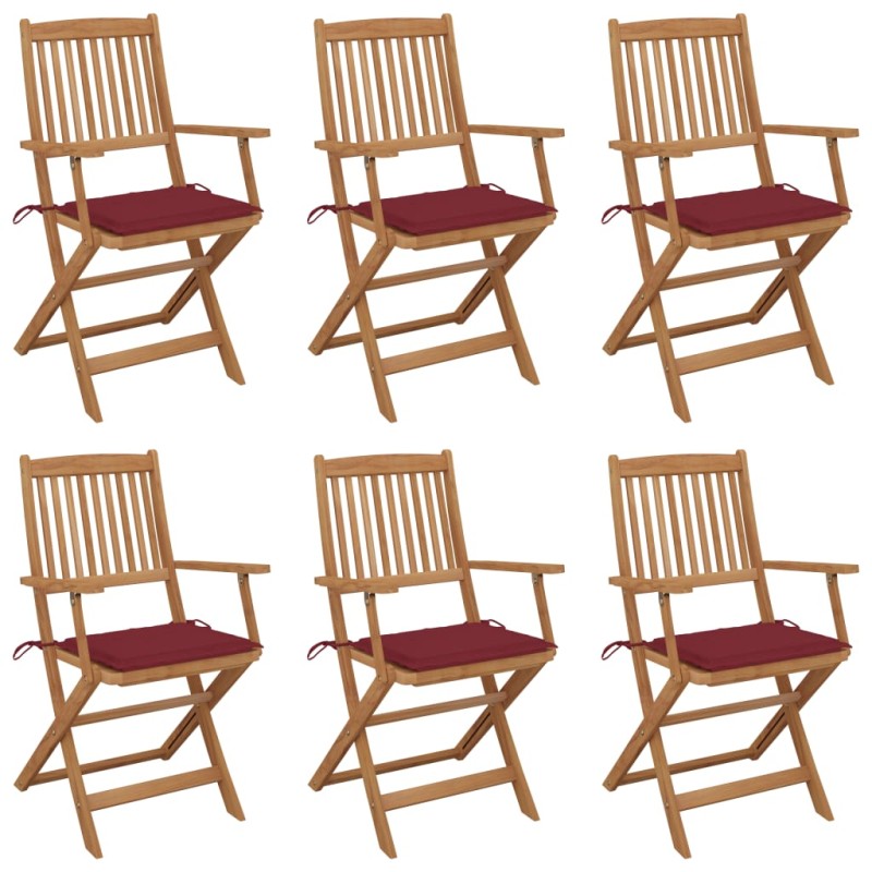 vidaXL Klappbare Gartenstühle 6 Stk. mit Kissen Massivholz Akazie vidaXL Klappbare Gartenstühle 6 Stk. mit Kissen Massivholz Akazie