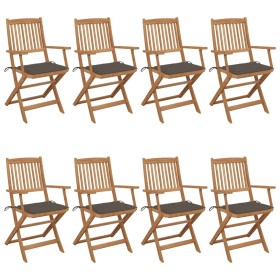 vidaXL Klappbare Gartenstühle 8 Stk. mit Kissen Massivholz Akazie