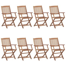 vidaXL Klappbare Gartenstühle 8 Stk. mit Kissen Massivholz Akazie