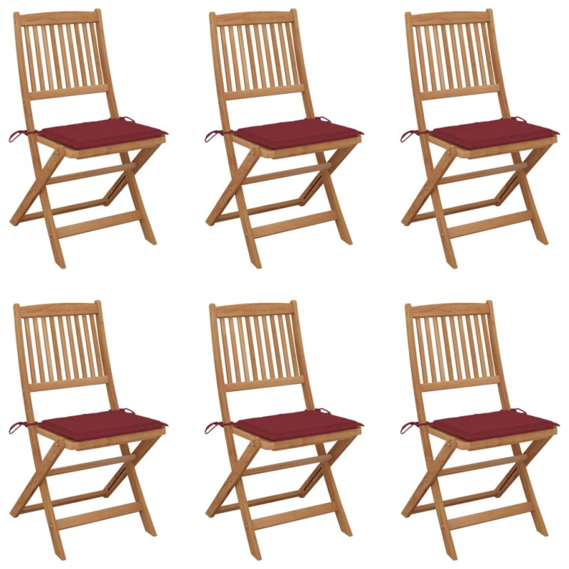 vidaXL Klappbare Gartenstühle 6 Stk. mit Kissen Massivholz Akazie vidaXL Klappbare Gartenstühle 6 Stk. mit Kissen Massivholz Akazie