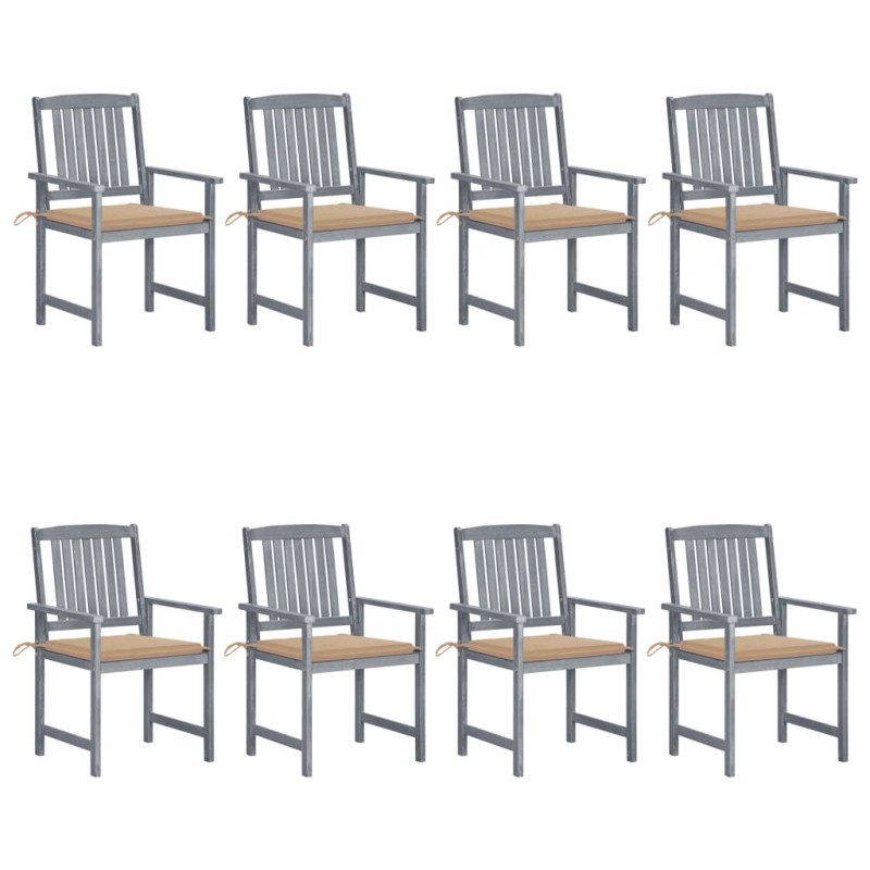 vidaXL Gartenstühle mit Kissen 8 Stk. Massivholz Akazie Grau vidaXL Gartenstühle mit Kissen 8 Stk. Massivholz Akazie Grau