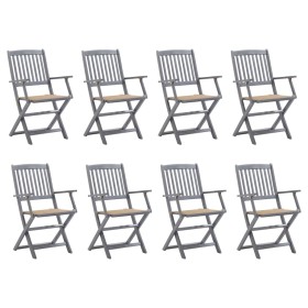 vidaXL Klappbare Gartenstühle 8 Stk. mit Kissen Massivholz Akazie