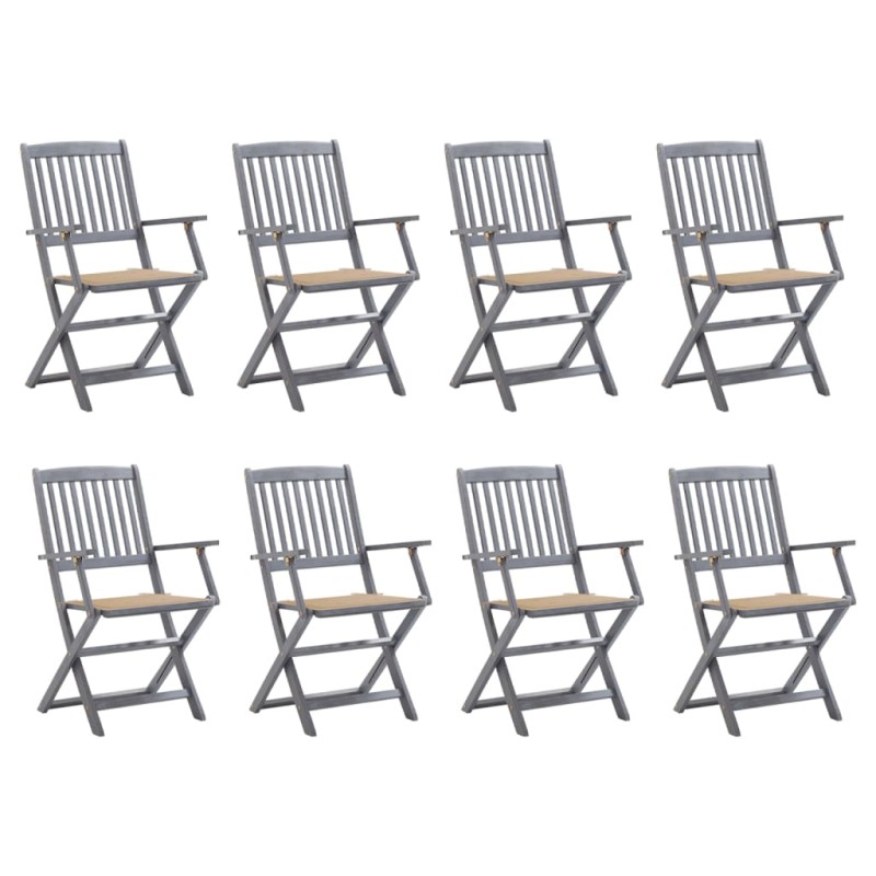 vidaXL Klappbare Gartenstühle 8 Stk. mit Kissen Massivholz Akazie vidaXL Klappbare Gartenstühle 8 Stk. mit Kissen Massivholz Akazie