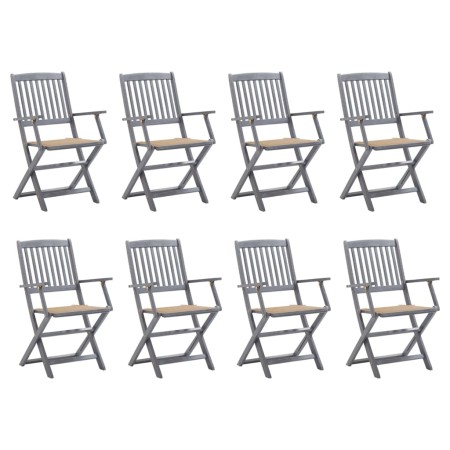 vidaXL Klappbare Gartenstühle 8 Stk. mit Kissen Massivholz Akazie
