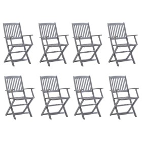 vidaXL Klappbare Gartenstühle 8 Stk. mit Kissen Massivholz Akazie