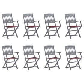 vidaXL Klappbare Gartenstühle 8 Stk. mit Kissen Massivholz Akazie