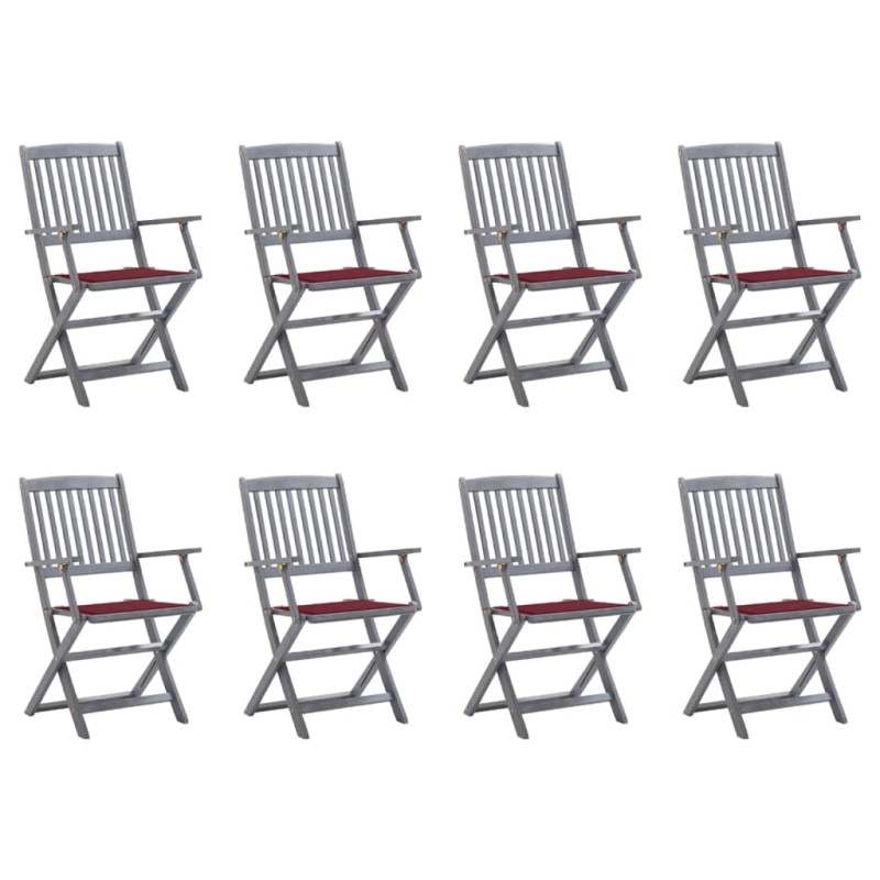 vidaXL Klappbare Gartenstühle 8 Stk. mit Kissen Massivholz Akazie vidaXL Klappbare Gartenstühle 8 Stk. mit Kissen Massivholz Akazie