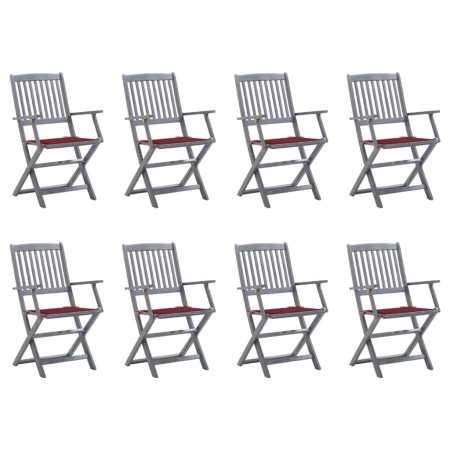 vidaXL Klappbare Gartenstühle 8 Stk. mit Kissen Massivholz Akazie