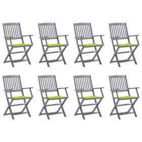 vidaXL Klappbare Gartenstühle 8 Stk. mit Kissen Massivholz Akazie