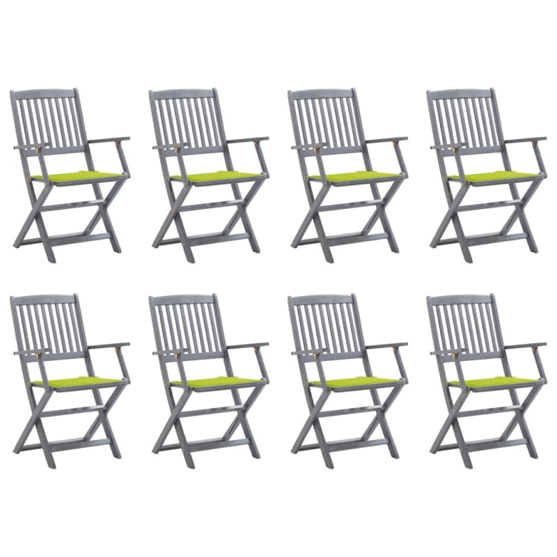 vidaXL Klappbare Gartenstühle 8 Stk. mit Kissen Massivholz Akazie vidaXL Klappbare Gartenstühle 8 Stk. mit Kissen Massivholz Akazie